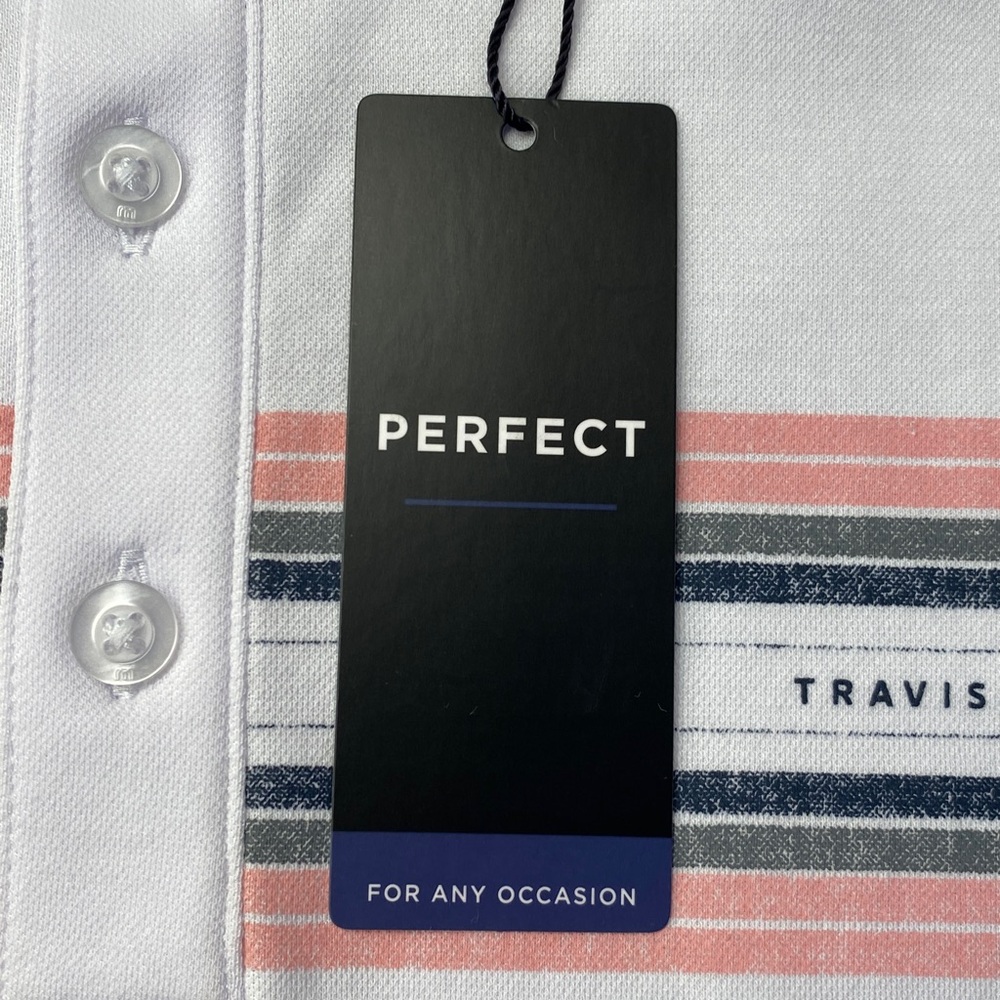 Travis Mathew White Polo with Stripe Accents - Picture 5 of 8
